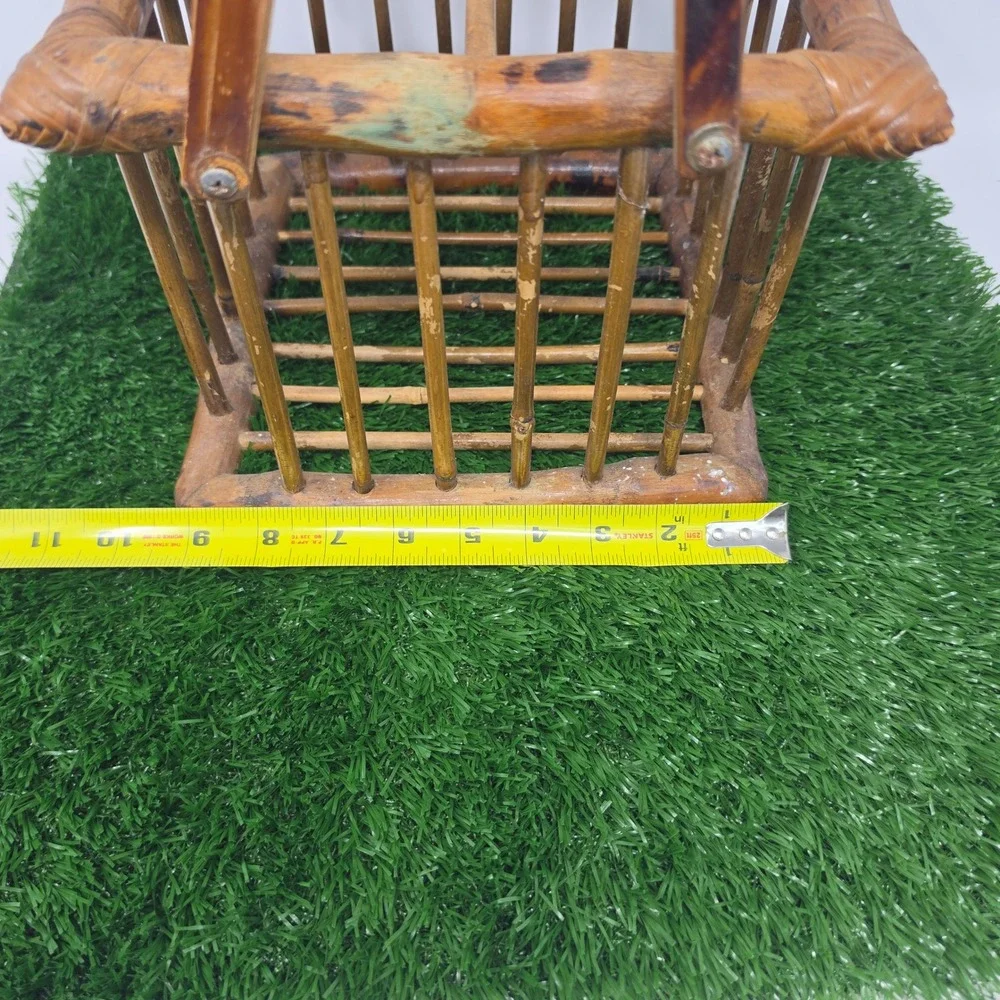 Vintage Bamboo Rattan Wine Bottle Carrier Caddy 4 Bottle Holder  Boho